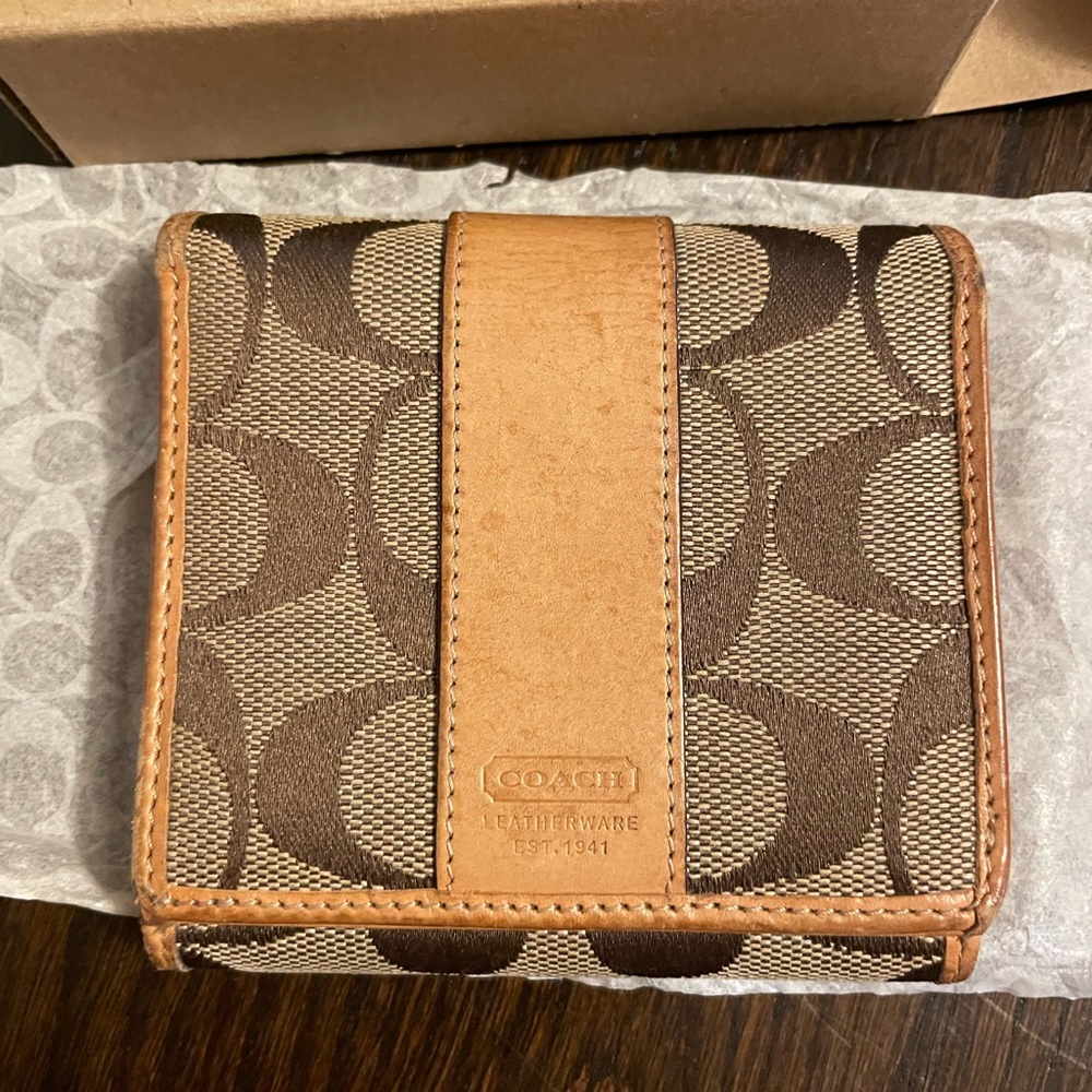 Coach signature mini wallet pre loved